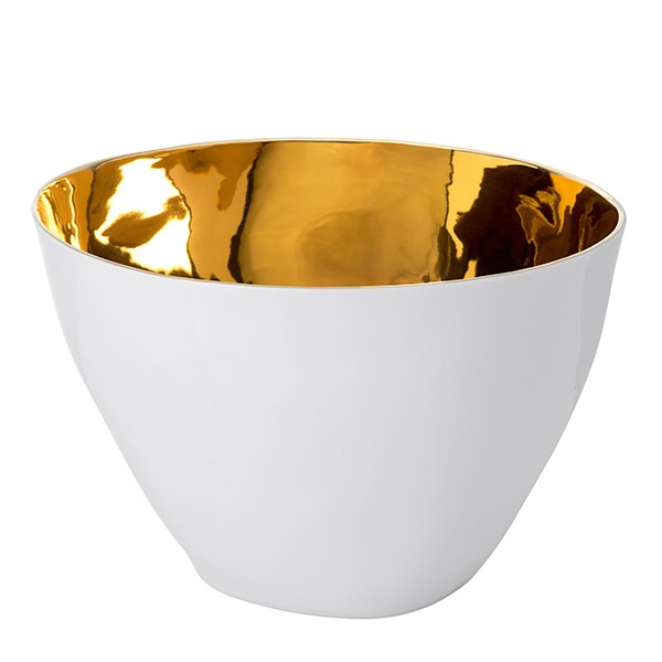 white glazed porcelain Gold glazed interior