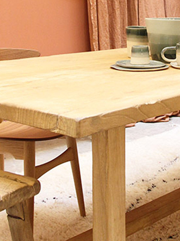 Dining Table, Raw Elm wood 180 x 90 cm